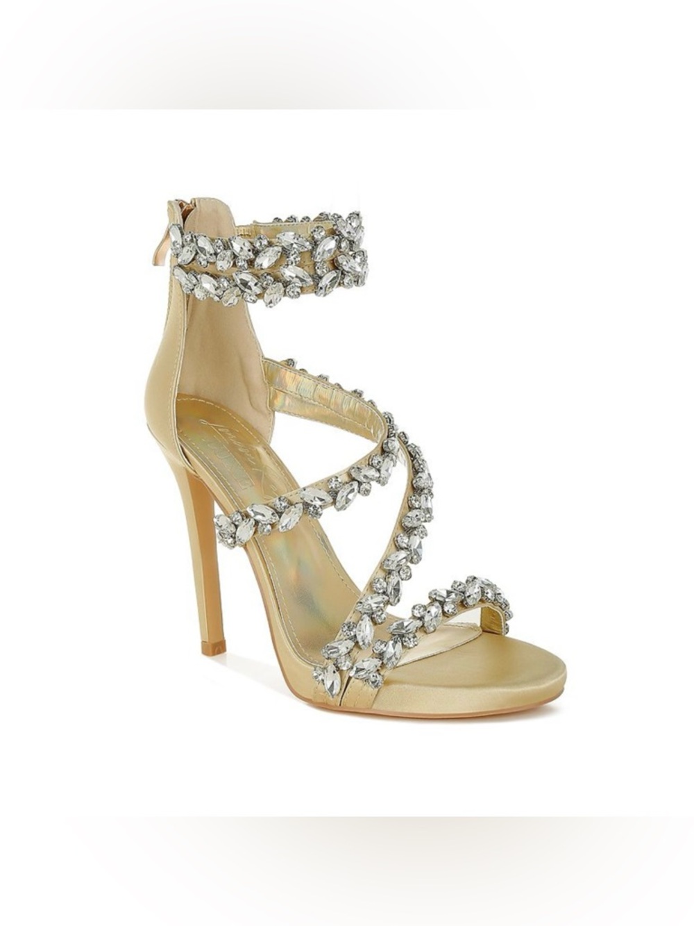 London Rag Women’s Sandals Crystal-Embellished Gold High Heel Sandal Size 9